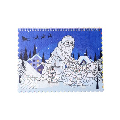 УЦЕНКА Книжка-раскраска многоразовая «Новый год» фломастеры 12 цв, 3D очки, бутылочка