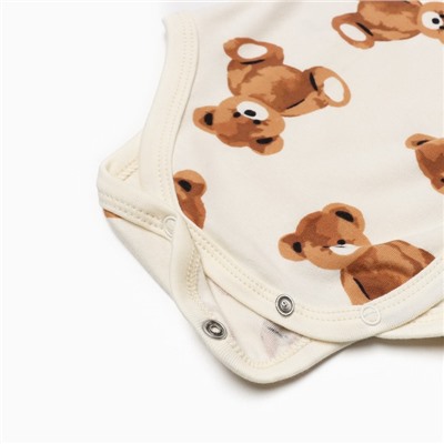 Боди с длинным рукавом «Крошка Я. Медвежата», рост 74-80, бежевый