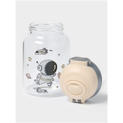 Бутылка для воды «Космонавты», 450 мл, 8.2×15 см, стекло, рисунок и МИКС