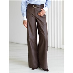 Брюки-трубы из эластичного хлопка с эффектом кожи