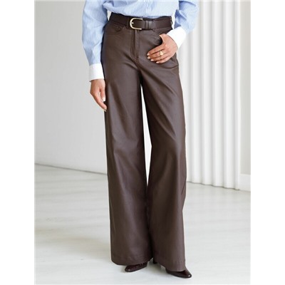 Брюки-трубы из эластичного хлопка с эффектом кожи