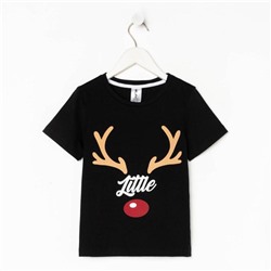 Футболка детская KAFTAN: Xmas little one, чёрная, размер 30, рост 98-104 см