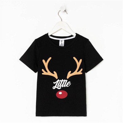 Футболка детская KAFTAN: Xmas little one, чёрная, размер 30, рост 98-104 см