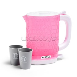 Бытовая техника "Электрический чайник с кружками"в коробке (цвет розовый)