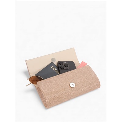 Сумка-клатч женская вечерняя на магните, на сребристой цепочке, блестящая, золотистая