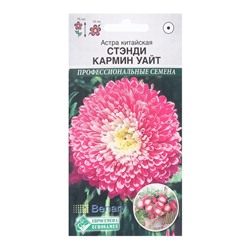 Семена Цветов Астра китайская Стэнди Кармин Уайт, 10 шт
