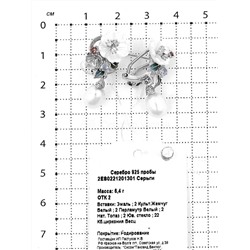 Серьги из родир.серебра с культ.жемчугом,перламутром,нат.топазом,юв.стеклом,эмалью и кб.цирконием 925 пробы 2ES0221201301