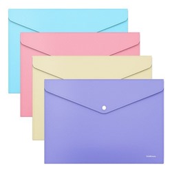 Папка с кнопкой  А4 180мкм 52916 Diagonal Pastel непрозрачная ассорти ErichKrause