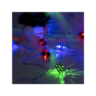 Гирлянда «Нить» 4 м с насадками «Шарик с орнаментом», IP20, прозрачная нить, 20 LED, свечение мульти, 8 режимов, 220 В