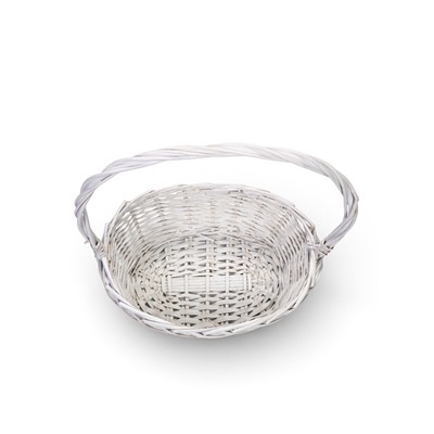 Корзина плетёная для хранения, лоза, белая, 35×25×14 см, высота с ручкой 43 см