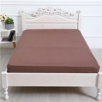 Простыня на резинке 1.5-спальная «Атра», 140×200+20 мокко, бязь