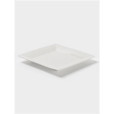 Тарелка квадратная Доляна White Labe, 20×2 см, фарфор, белая