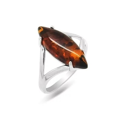 Кольцо из серебра янтарь, КП25
