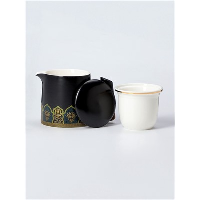Набор для чайной церемонии ДЖЕКИЧАЙ «Цуруга», 6 предметов, на 4 персоны, чашка 35 мл, чайник 350 мл, керамика, чёрный