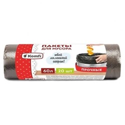 Мешки для мусора ПНД 60х70 см 60л 20шт черные PM620BL Komfi