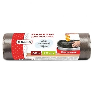 Мешки для мусора ПНД 60х70 см 60л 20шт черные PM620BL Komfi
