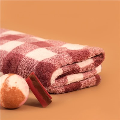 Полотенце банное «Этель. Клетка», 70×140 см, розовое