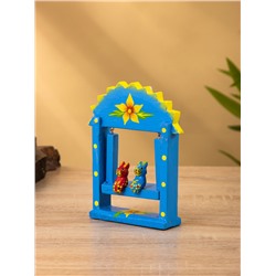 Сувенир «Зайки на качелях», 11×5.4×14.4 см, дерево, синий