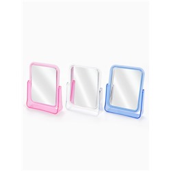 Зеркало настольное, с увеличением х2, двустороннее, 13.5×17.5 см, (10.5×14 см), МИКС