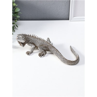 Фигура полистоун «Игуана», под чернённое серебро, 25.2×12.2×7 см
