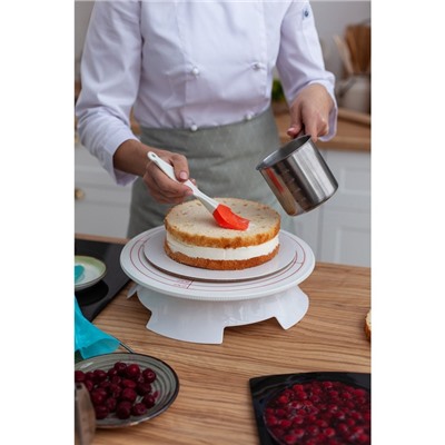 Подставка для торта вращающаяся, d=30.5 см, с рычагом-блокиратором вращения, с разлиновкой