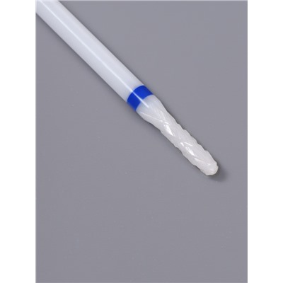 Фреза керамическая для маникюра «Тонкая», средняя нарезка, d=2×8×2.35 мм, в пластиковом футляре, белая