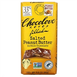 Chocolove, Salted Peanut Butter in Milk Chocolate, 33% Cocoa, 3.2 oz  (90g )