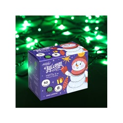 Гирлянда «Нить» 5 м, IP20, тёмная нить, 50 LED, 8 режимов, 220 В, свечение зелёное