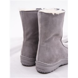 Ботинки женские серые замшевые на молнии, литая подошва