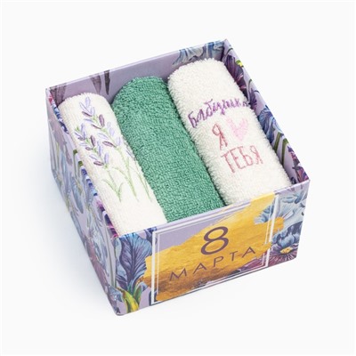 Набор полотенец «Бабушка» 30×30 см-3 шт., 100% хлопок 340 г/м²