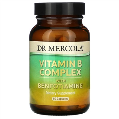 Dr. Mercola, комплекс витаминов группы B с бенфотиамином, 60 капсул