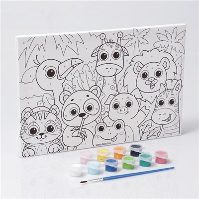 Картина по номерам для детей «Яркие зверята», 20×30 см