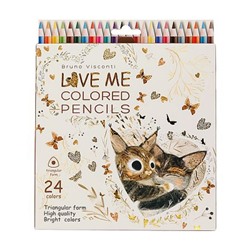 Карандаши 24цв "LOVE ME. КОТИКИ ПРИНОСЯТ СЧАСТЬЕ" 30-0156 Bruno Visconti