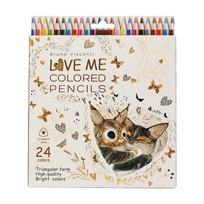 Карандаши 24цв "LOVE ME. КОТИКИ ПРИНОСЯТ СЧАСТЬЕ" 30-0156 Bruno Visconti