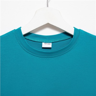 Футболка детская однотонная MINAKU: Basic line, бирюзовая, рост 140 см
