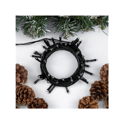 Гирлянда «Нить» 5 м, IP20, тёмная нить, 50 LED, 8 режимов, 220 В, свечение зелёное