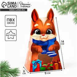 Коробка новогодняя складная с окном «Зайчик», 9×16.5×6 см