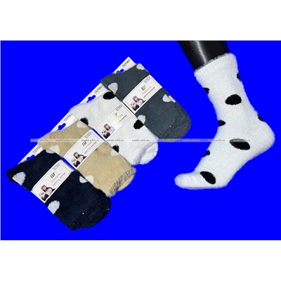 Ecosocks носки женские ангора НОРКА ШЕРСТЬ высокие ГОРОХ арт. 6624