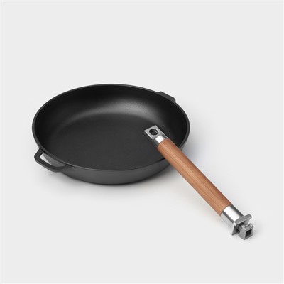 Сковорода Wild Kitchen, d=24 см, лопатка и губка в комплекте, чугун, чёрная