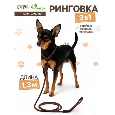 Ринговка для собак, 130×0.6 см, коричневая