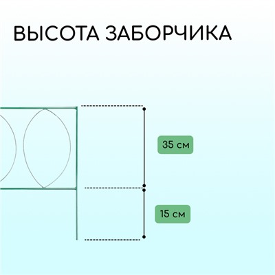 Ограждение декоративное, 60×810 см, 5 секций, металл, зелёное, «Садовый большой»