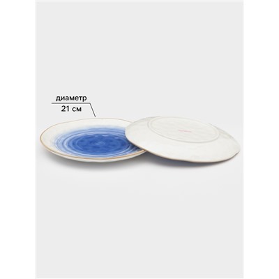 Набор посуды Доляна «Космос», 16 предметов: 4 тарелки d=21 см, 4 тарелки d=27.5 см, 4 миски d=13 см, 4 кружки 400 мл, фарфор, белый, синий