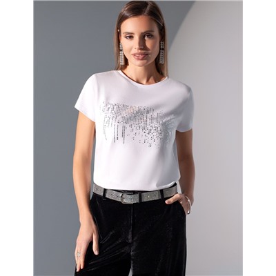 Нарядная футболка с принтом из премиального хлопка с эластаном