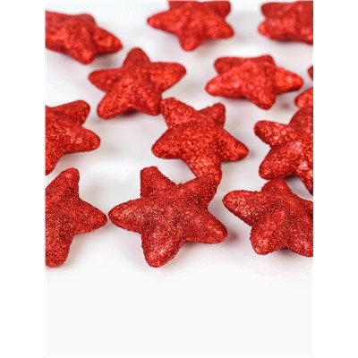 Фигурка для поделок и декора «Звезда», набор 15 шт., размер 1 шт.: 3.5×3.5×2 см, цвет красный