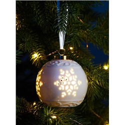 Ёлочный шар с подсветкой «Снежинка», 10×8.8×8.8 см, 1 LED, керамика, от батареек LR44×3, керамика, свечение тёплое белое