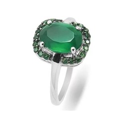 Кольцо из серебра зеленый агат, Садрия