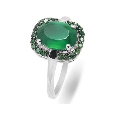Кольцо из серебра зеленый агат, Садрия