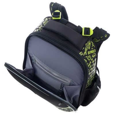 Рюкзак каркасный Hatber Ergonomic Classic «Влад А4», 37×29×17 см, чёрный/жёлтый NRk_71008