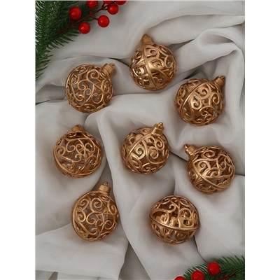 Ёлочные игрушки «Морозец», шары новогодние, d=6 см, 8 шт., золотистые