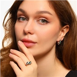 Комплект ювелирной бижутерии коллекция "Дубай" серьги и кольцо 17 р, покрытие позолота, вставка: фианиты, цвет: прозрачный и зеленый, арт.314.187-17